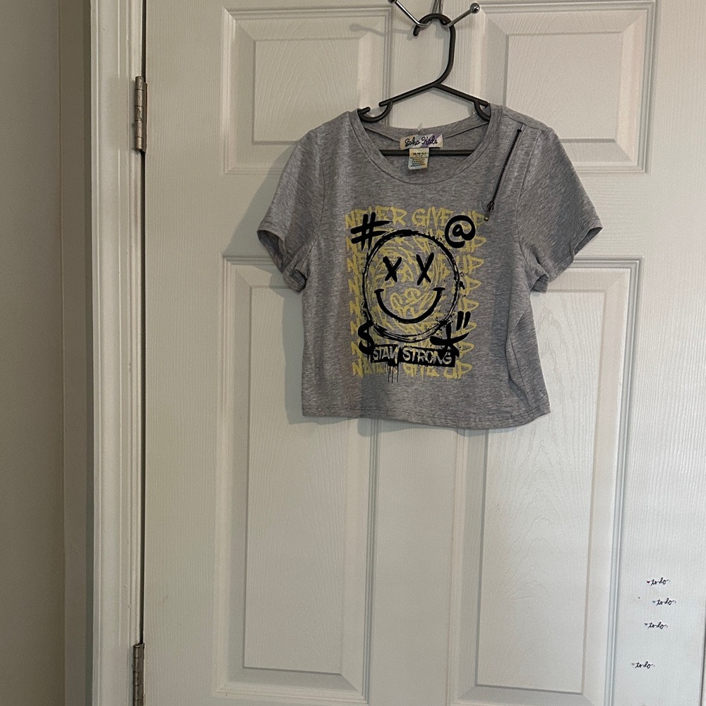 Gray Smiley Face Kids T-Shirt